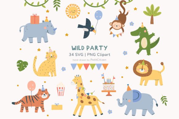 Download Wild Animal Birthday Party Clipart - Party Collection