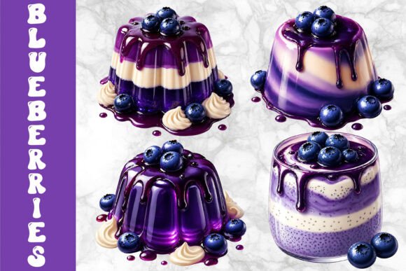 Download Blueberry Jelly Dessert Illustration - Berry Collection