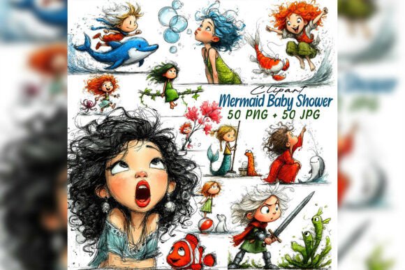 Download Whimsical Mermaid Clipart Ocean Party - Party Collection