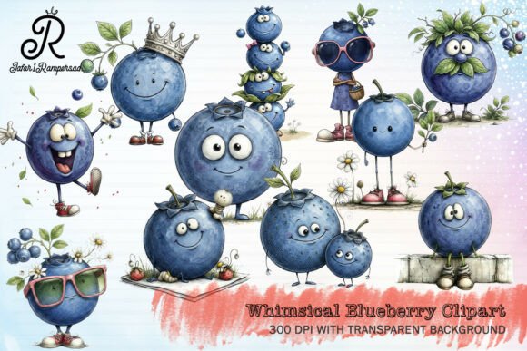 Download Whimsical Blueberry Clipart - Berry Collection