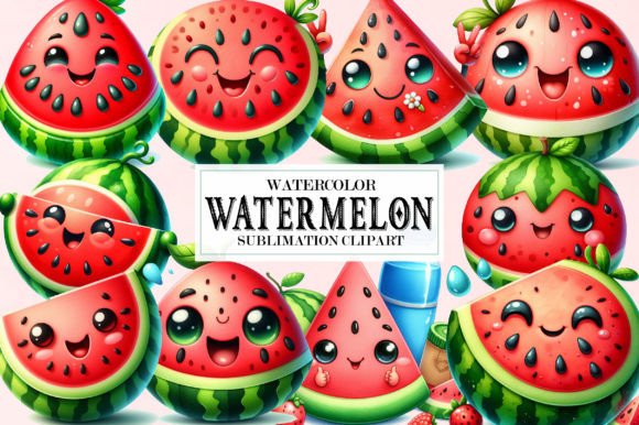 Download Happy Watermelon Watercolor 20 Cliparts - Happy Collection
