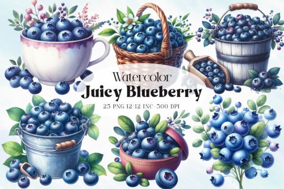 Download Watercolor Juicy Blueberry Clipart - Berry Collection