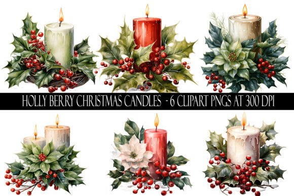 Download Holly Berry Christmas Candle Clipart - Berry Collection