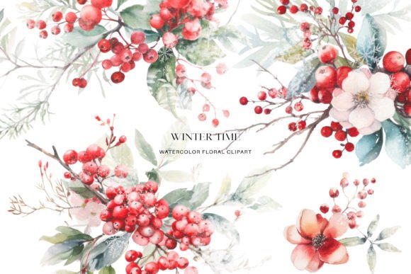 Download Winter Berry Clipart Christmas Watercolo - Berry Collection