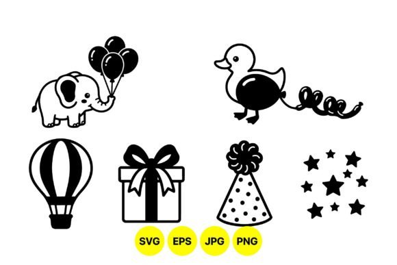 Download Cute Animal Party Icons SVG - Party Collection
